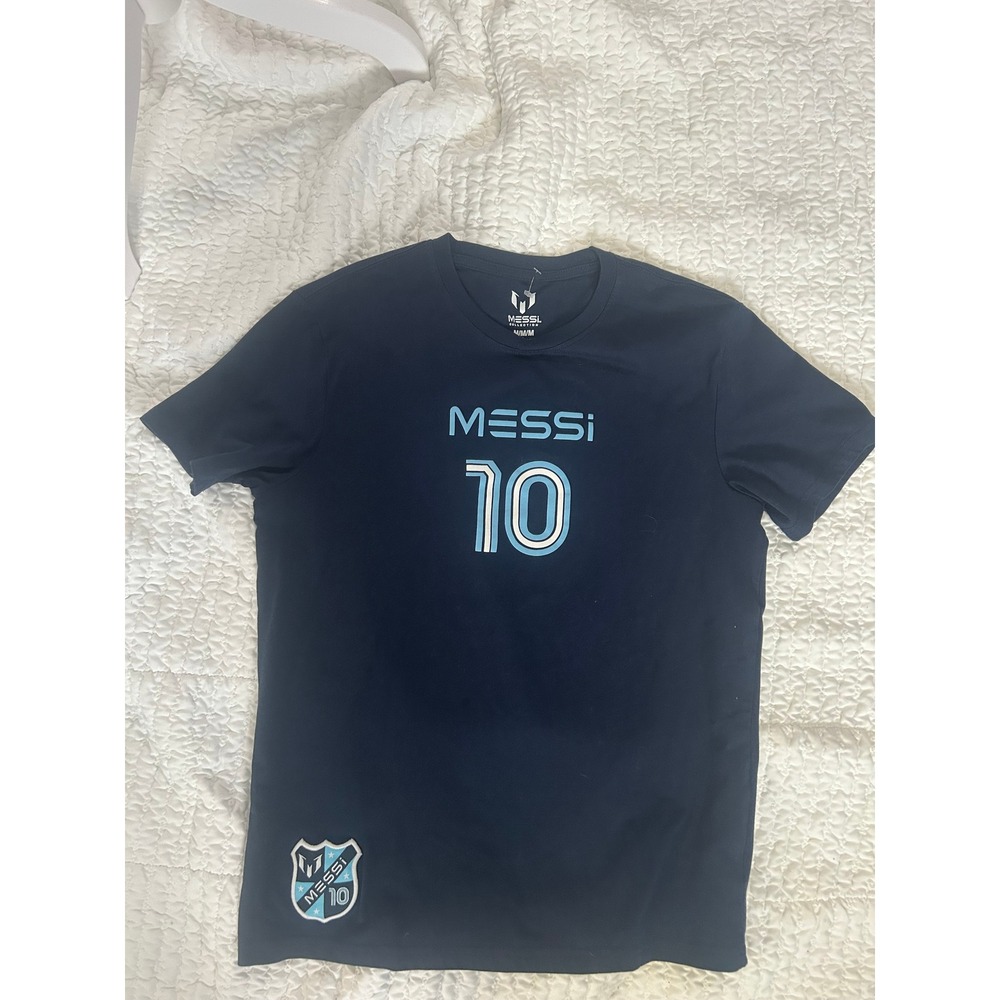 Messi Collection Mens Navy Blue Graphic T-Shirt Number 10 Soccer Fan Tee Size M